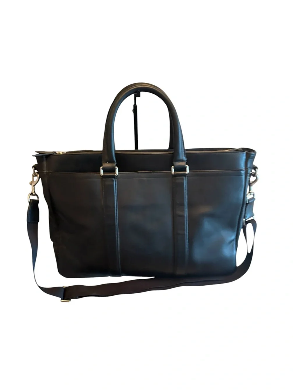 COACH Black Leather Metropolitan Slim Briefcase Laptop Bag